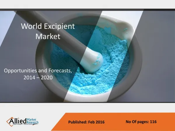 Excipient Market - Opportunities and Forecast, 2014 - 2020