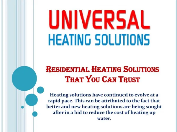 Residential Heating Solutions That You Can Trust