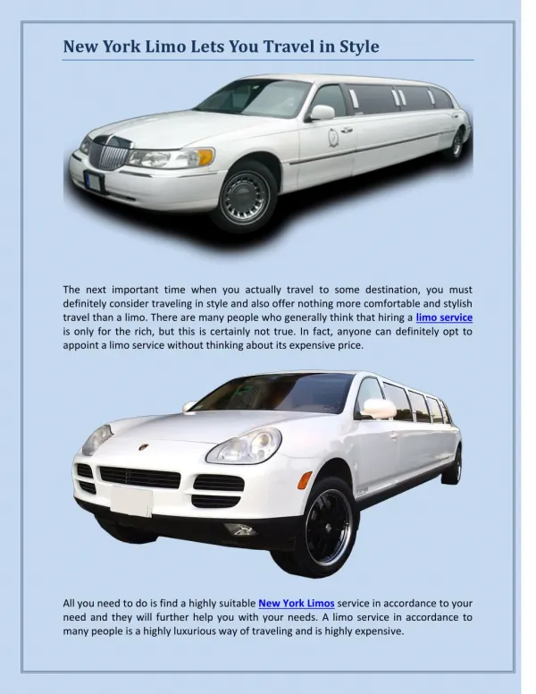 New York Limo Lets You Travel in Style