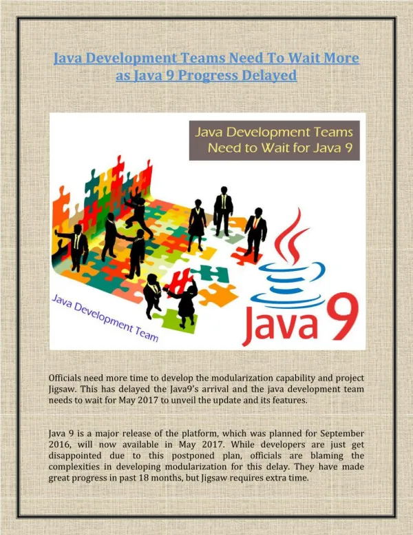 Java Development Teams Need To Wait More as Java 9 Progress Delayed