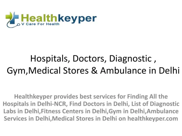 Find Hospitals, Doctors, Diagnostic & Gym in Delhi