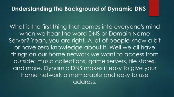 Understanding the Background of Dynamic DNS