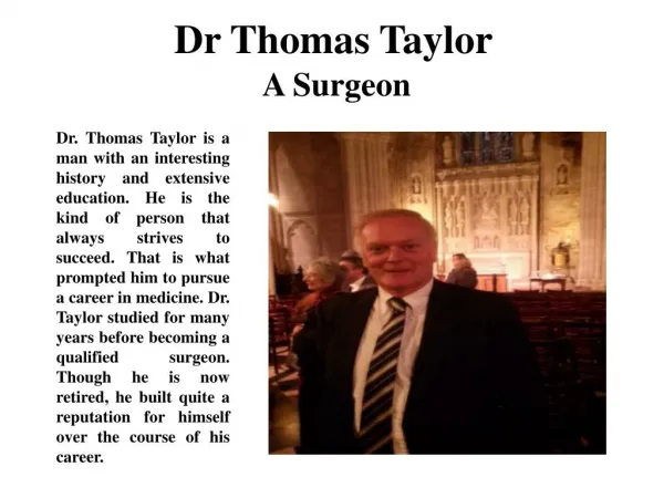 Dr Thomas Taylor A Surgeon