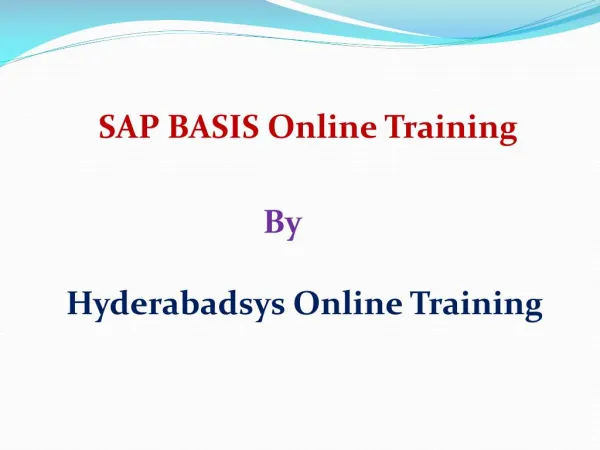 Good SAP BASIS Training | SAP BASIS Online Training in USA and Canada
