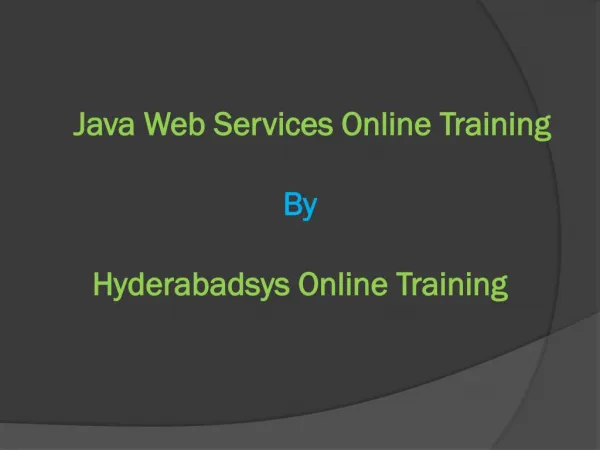 Good Java Web Services Training in USA and Canada