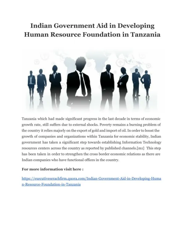 Indian Government Aid in Developing Human Resource Foundation in Tanzania