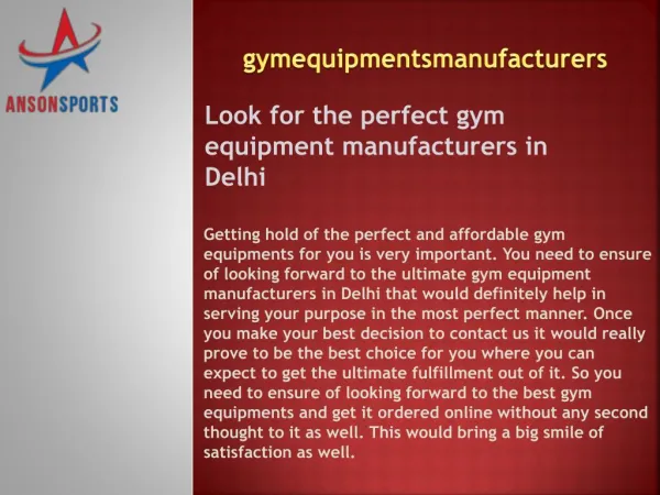 Look for the perfect gym equipment manufacturers in Delhi