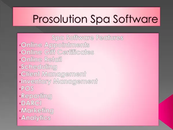Prosolution Spa Software