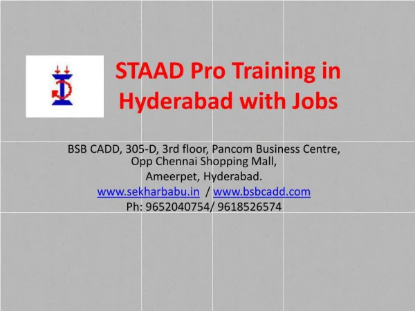 STAAD Pro Coaching Centre in Hyderabad with Jobs