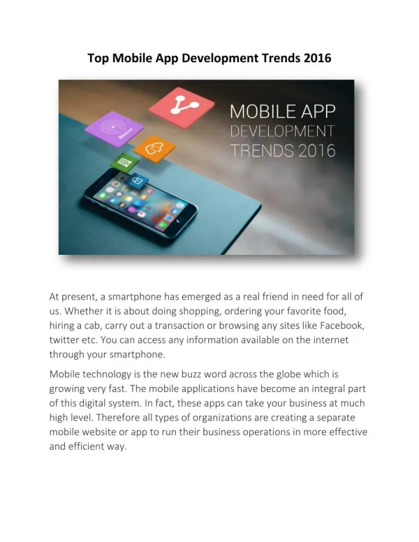 Top Mobile App Development Trends 2016