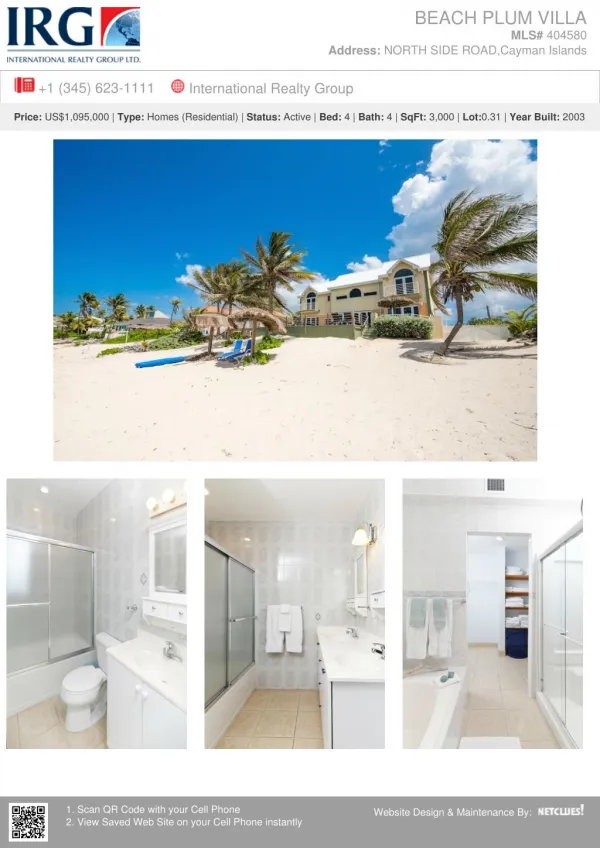 Cayman Residential Property Beach Plum Villa for Sale at Grand Cayman