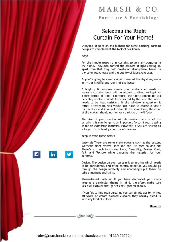 Selecting the Right Curtain For Your Home!