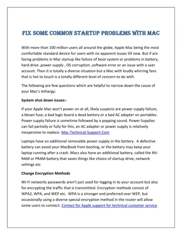Fix Some Common Startup Problems with Mac