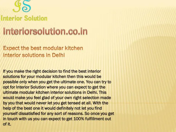 Expect the best modular kitchen interior solutions in Delhi
