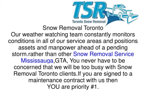 Snow Removal Service Toronto