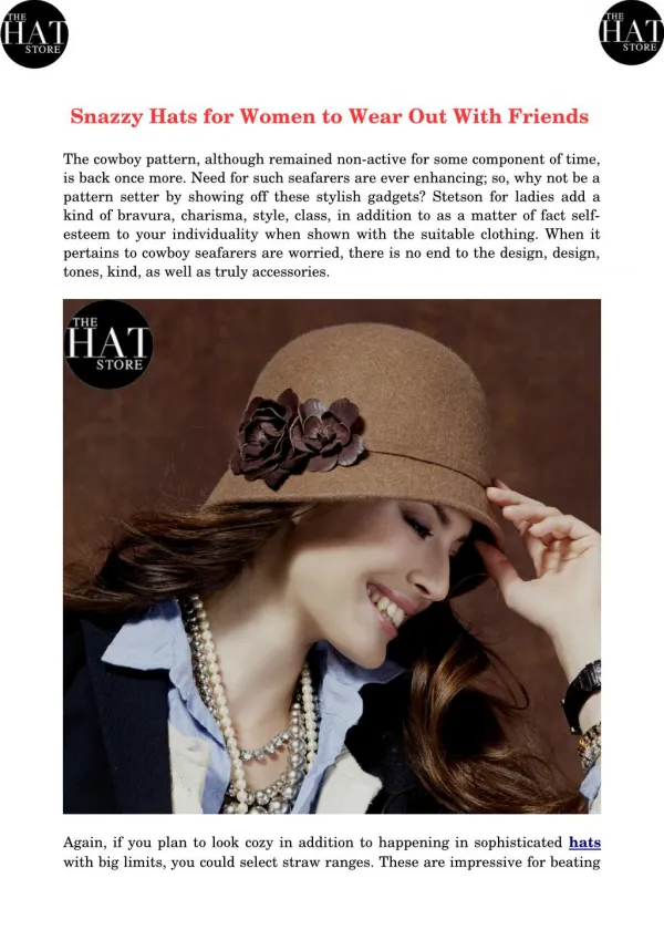 Snazzy Hats for Women to Wear Out With Friends