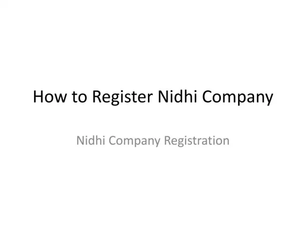Latest Law of Nidhi Company