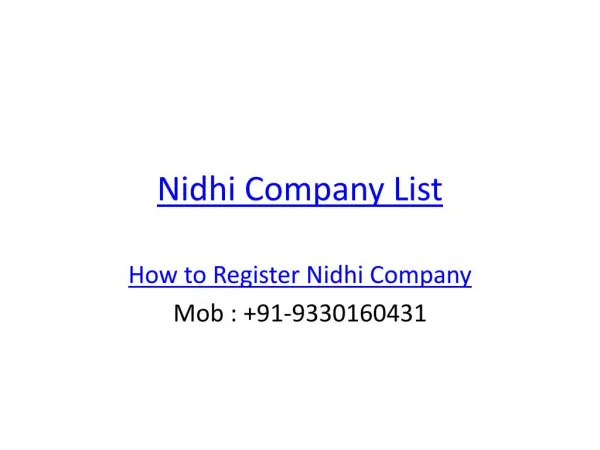 Nidhi Company List