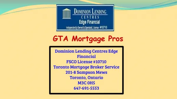 Toronto Mortgage agent
