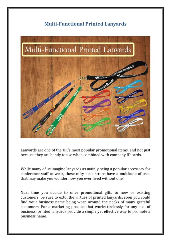 Multi-Functional Printed Lanyards