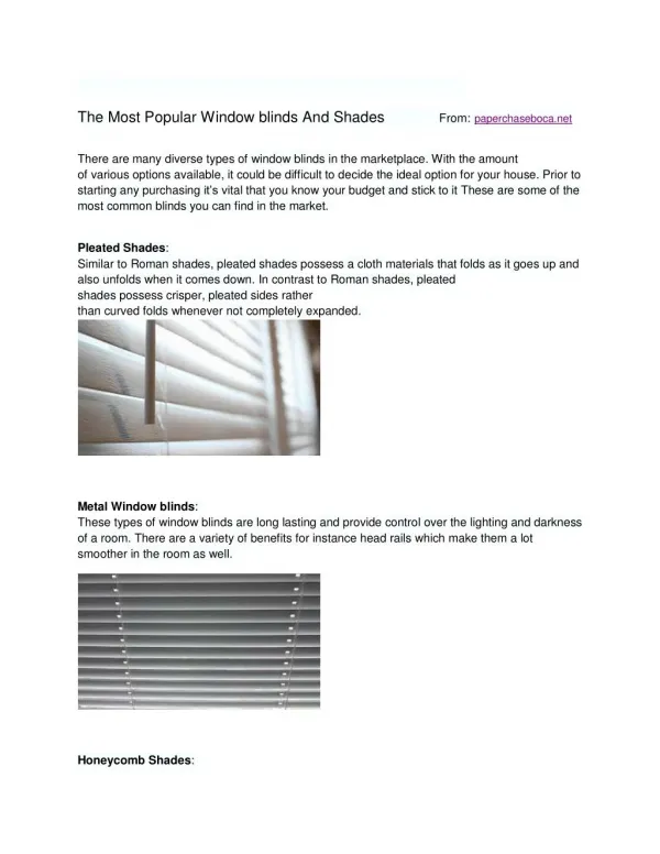 Most Typical home window blinds used