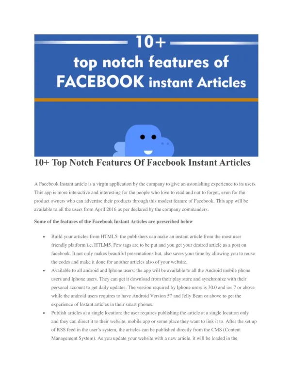 10 Top Notch Features Of Facebook Instant Articles