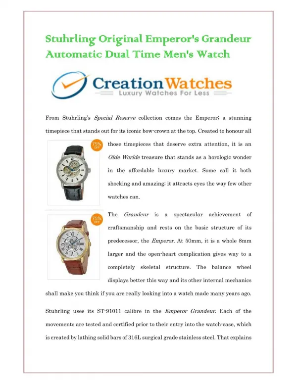 Stuhrling Original Emperor's Grandeur Automatic Dual Time 127A.333531 Men's Watch