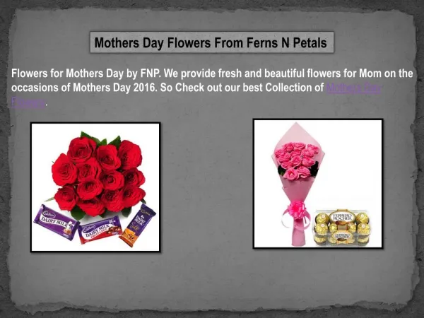 Mothers Day Flowers from Ferns N Petals with Free Delivery Services