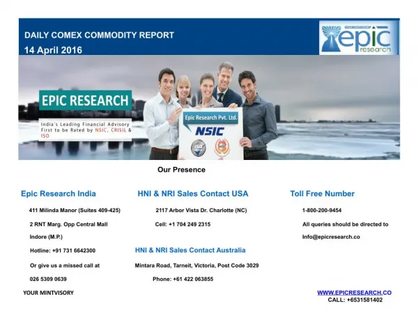 Epic Research Daily Comex Report 14 April 2016