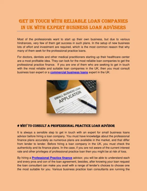 Get in Touch with Reliable Loan Companies in UK with Expert Business Loan Advisers
