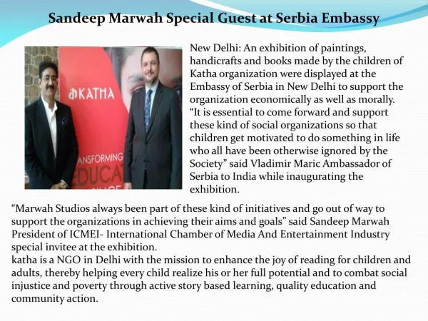 Sandeep Marwah Special Guest at Serbia Embassy