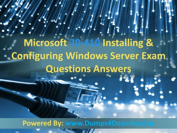 70-410 Microsoft Pass4sure Question Answer
