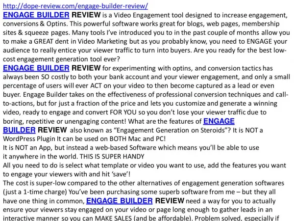 ENGAGE BUILDER REVIEW