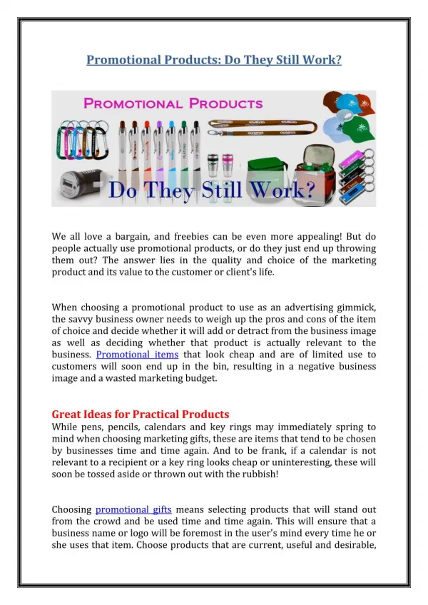 Promotional Products: Do They Still Work?