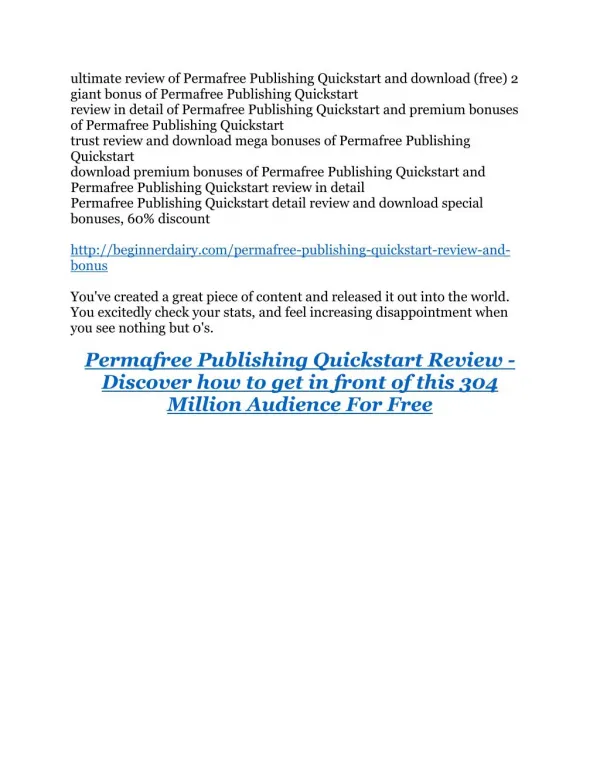 Permafree Publishing Quickstart and Exclusive 100 items bonus
