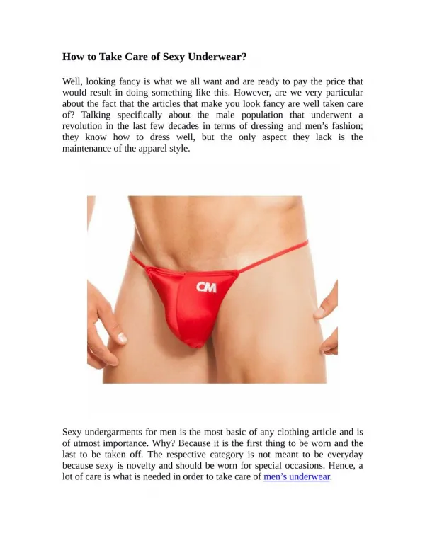 How to Take Care of Sexy Underwear?