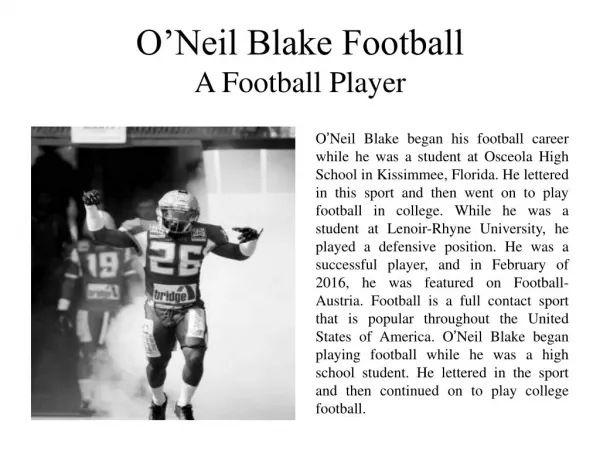 O’Neil Blake Football A Football Player