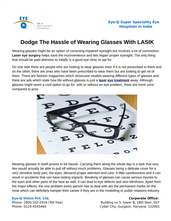 Dodge The Hassle of Wearing Glasses With LASIK