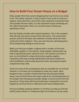 How to Build Your Dream House on a Budget - slide 1