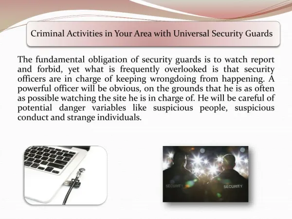 Criminal Activities in Your Area with Universal Security Guards