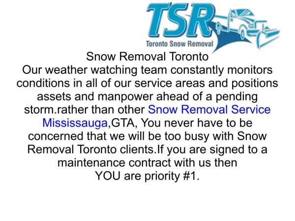 Toronto Snow Plowing