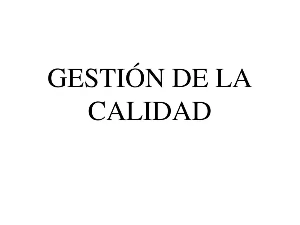 gestion de la calidad