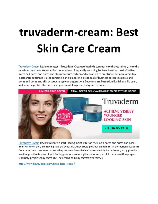 truvaderm-cream: 100% Natural Skin Cream