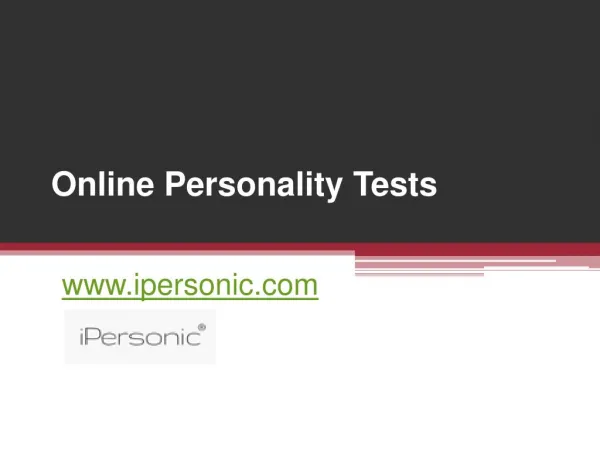 Online Personality Tests - www.ipersonic.com