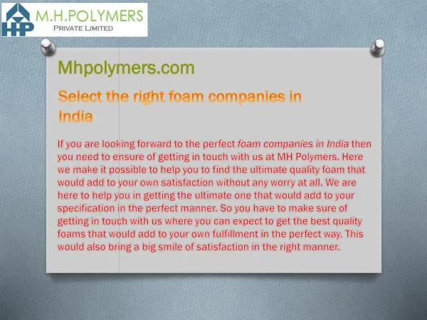 Select the right foam companies in India