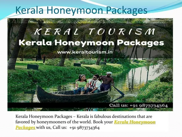 Kerala honeymoon packages - keraltourism