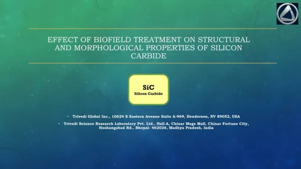 Effect of Biofield Treatment on Structural and Morphological Properties of Silicon Carbide