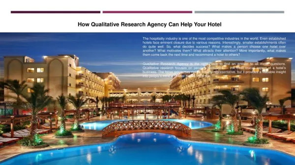 How Qualitative Research Agency Can Help Your Hotel