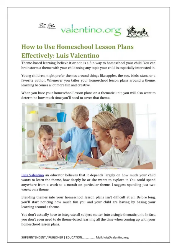 Using Homeschool Lesson Plans Effectively by Luis Valentino