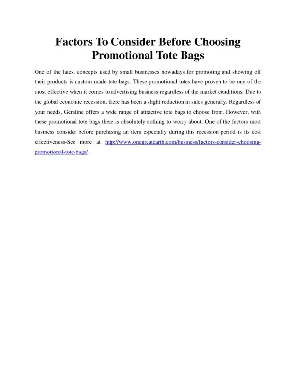 Factors To Consider Before Choosing Promotional Tote Bags